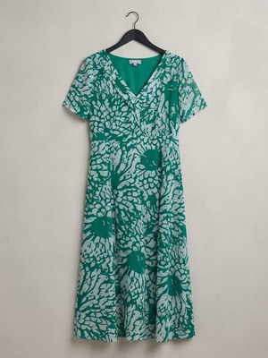 Marks & Spencer Tea Gown dress like new green mix size 16
