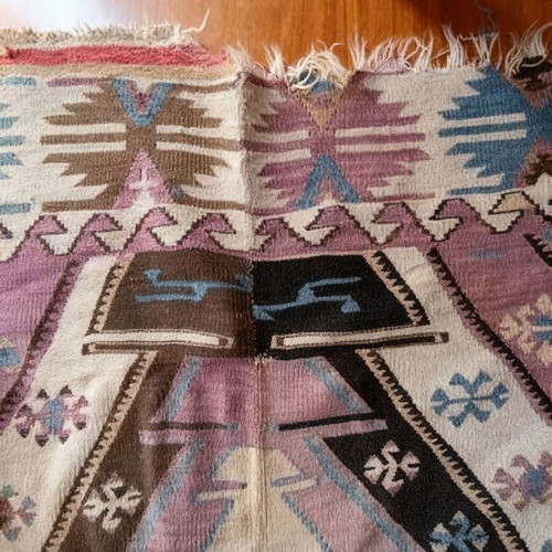 Antique Kilim rug handmade, Turkish, late 19th century, used