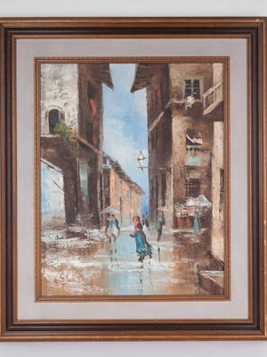 David Wilson oil painting used, Alley in Naples