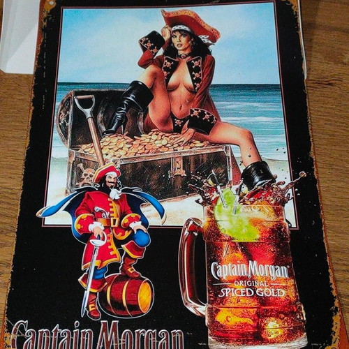 Captain Morgan Spiced Gold metal sign vintage, like new