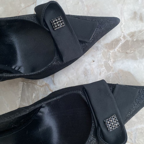 Pumps new leather with pointed toe, 9 cm heel, black