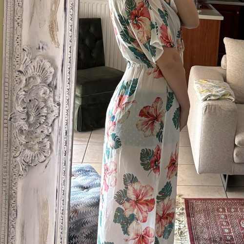 Kimono MSR new, printed, white and multicolor