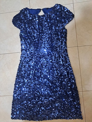 Blue sequin dress like new, short and tight, size S