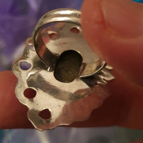 Retro ring with ammonite fossil new