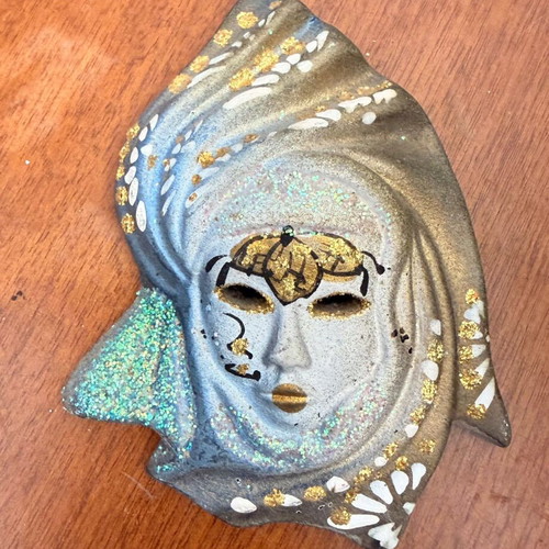 Venetian masks pack of 5 used, handmade gypsum 10cm each