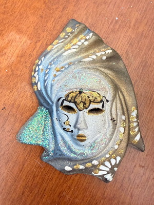 Venetian masks pack of 5 used, handmade gypsum 10cm each