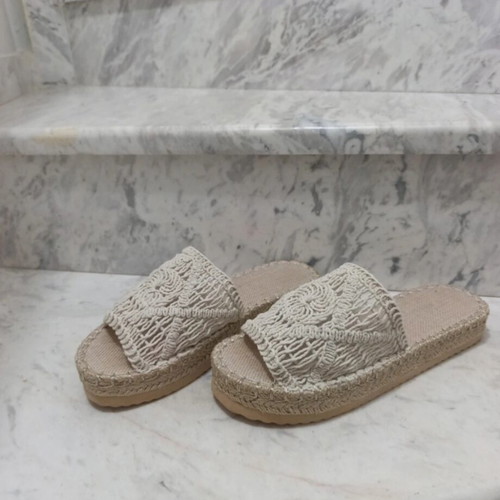 Espadrille-style slippers new, beige, size 40 narrow fit