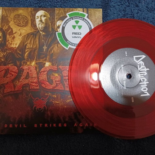 Rage / Destruction The Devil Strikes Again 7" red vinyl used