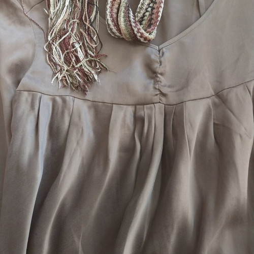 DKNY Jeans blouse used, silk, light olive with 3/4 sleeves