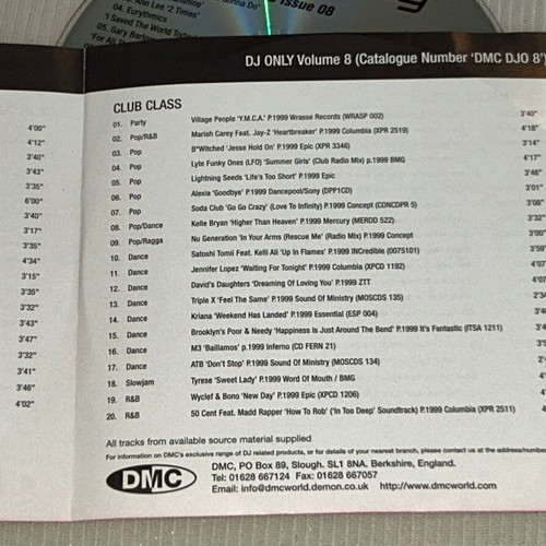 DMC DJ Only Issue 08 double promo CD, rare dance club mixes