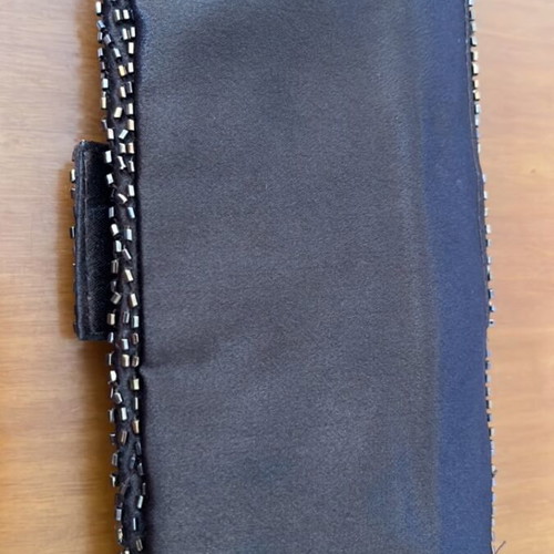 Brown evening clutch bag new, no chain, beaded