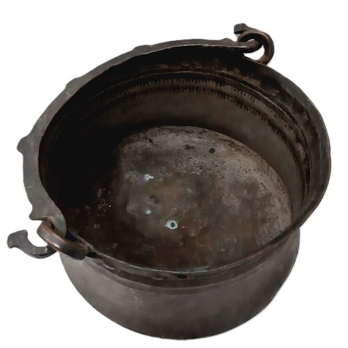 Antique Copper Cauldron 19th Century Hand-Hammered Used