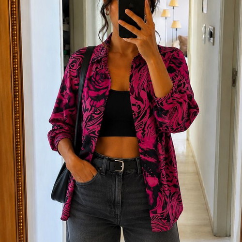 Vintage shirt M, black and pink
