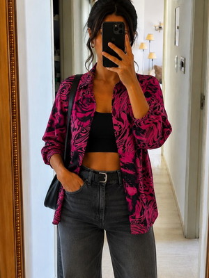 Vintage shirt M, black and pink