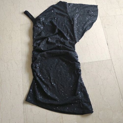 Sequin dress like new, black, asymmetric shoulder