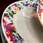  Vintage δεκαετίας '80 Σετ πάστας 6 τμχ. εξαιρετικής κινεζικής πορσελάνης δεκαετίας 1980…Πιατέλα και 5 πιάτα…Αμεταχείριστο  (Vintage 80's Excellent Chinese porcelain Platter and 5 dishes… Unused)