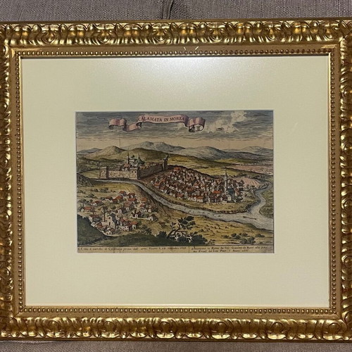 Engraving of Kalamata 1685 used, Venetian Morosini conquest