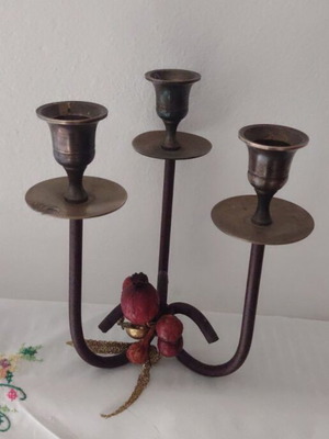 Candlestick brass and iron used, excellent condition needs polishing