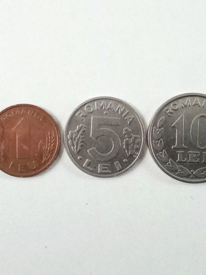 Romanian coins 1, 5, 10 lei 1993 like new