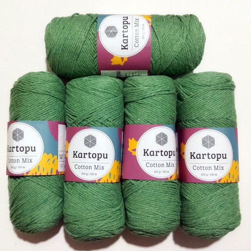 Kartopu Cotton Mix yarn set of 5 green, new