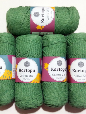 Kartopu Cotton Mix yarn set of 5 green, new