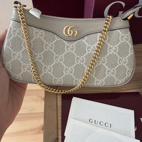 Gucci Ophidia Mini Bag, beige and white Supreme canvas