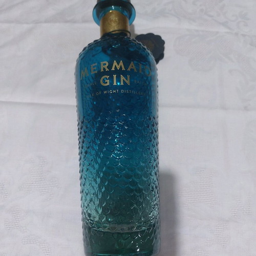 Mermaid Gin bottle used, empty, handmade design
