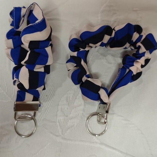 Handmade scrunchie-style keychain with ring