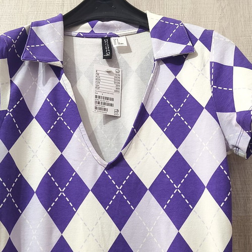 H&M Cotton Dress white and lilac XS-S new
