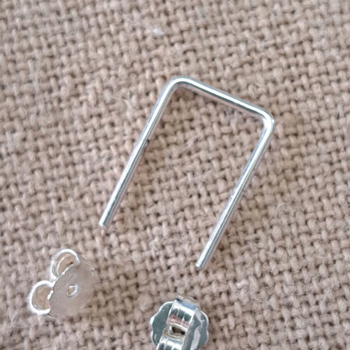 Minimal Geometric 925 Silver Earring for Two Consecutive Holes like new