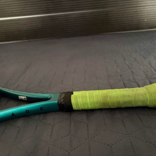 Wilson Blade 101L V9 tennis racket with custom strings and grip