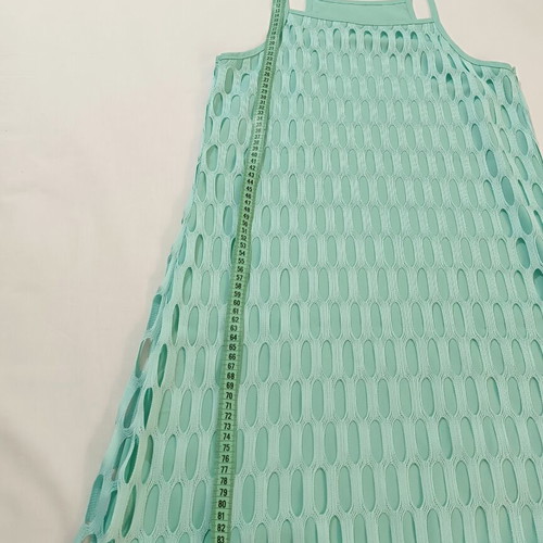 Scandalo mint mesh cut out dress with belt, pastel chic summer