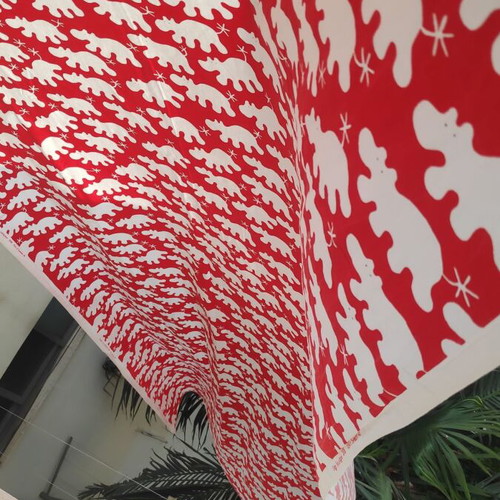 IKEA Red Hippo fabric new, cotton, 120x300cm, Eva Lundgreen 2008