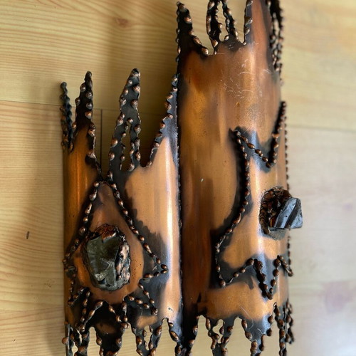 Metal ceiling light with two wall lamps used