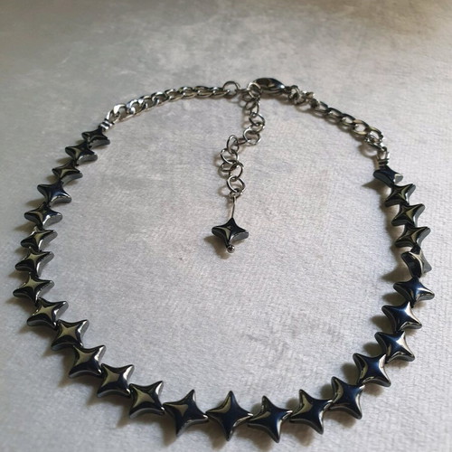 Gunmetal Hematite North Star Choker stainless steel handmade