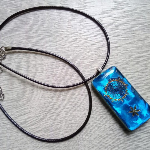 Handmade double-sided necklace new, blue and turquoise