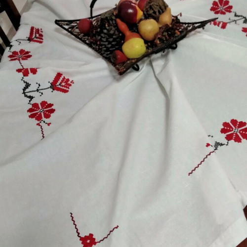 Handmade Linen Tablecloth with Traditional Embroidery, New