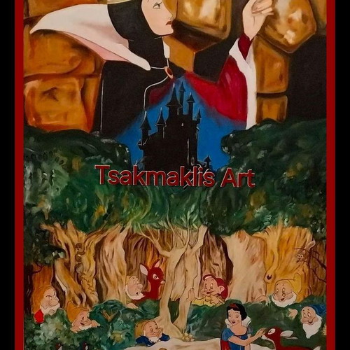 Oil painting on canvas Snow White & the Seven Dwarfs new