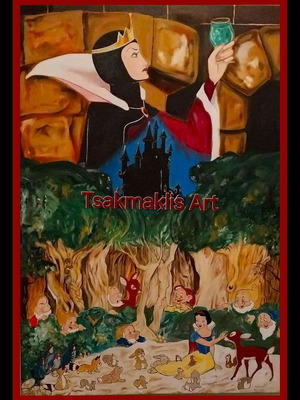 Oil painting on canvas Snow White & the Seven Dwarfs new