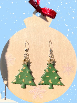 Christmas earrings handmade from steel and polymer clay new