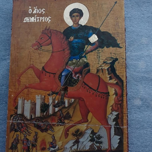 Religious icon Saint Demetrios like new, 17 cm height