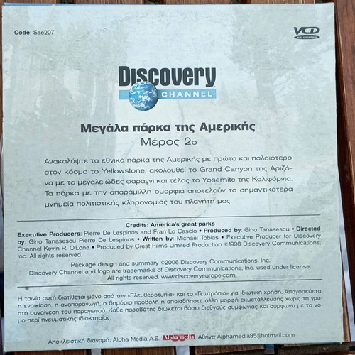 Discovery Channel DVD Great Parks of America Part 2 like new, documentary