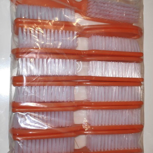 Nail dust cleaning brushes new, pack of 12 with orange handle
