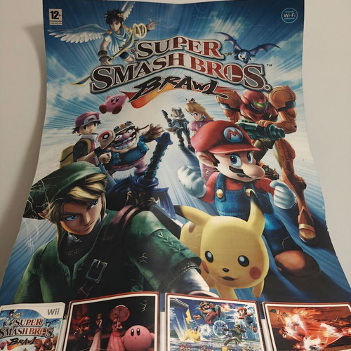 Super Smash Bros Wii Nintendo double-sided poster used, thick sheet