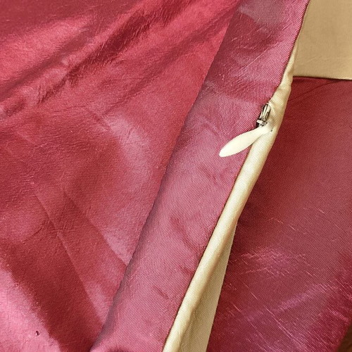 Satin cushion cover like new, burgundy and gold, 45×45 cm