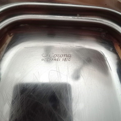 Stainless Steel Serving Trays used, set of 2, one Corona