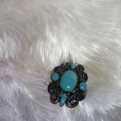 Boho ring with turquoise stones and oxidized metal design new