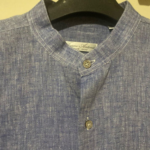 Fusaro Antonio 100% linen shirt with mandarin collar, like new