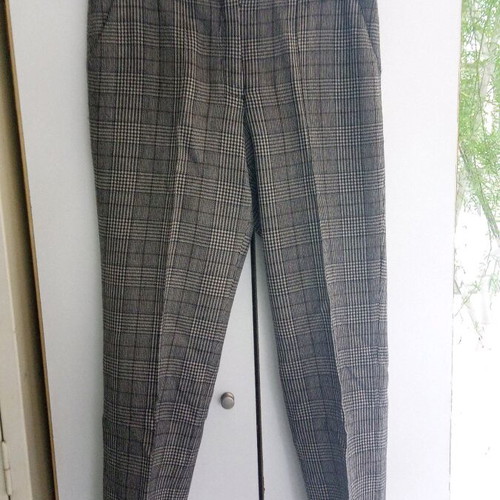 Wool plaid women's pants like new, size L, black and gray