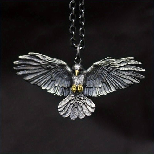Flying Eagle pendant necklace new, antique silvery